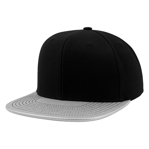Black Silver Metallic Flatpeak Cap