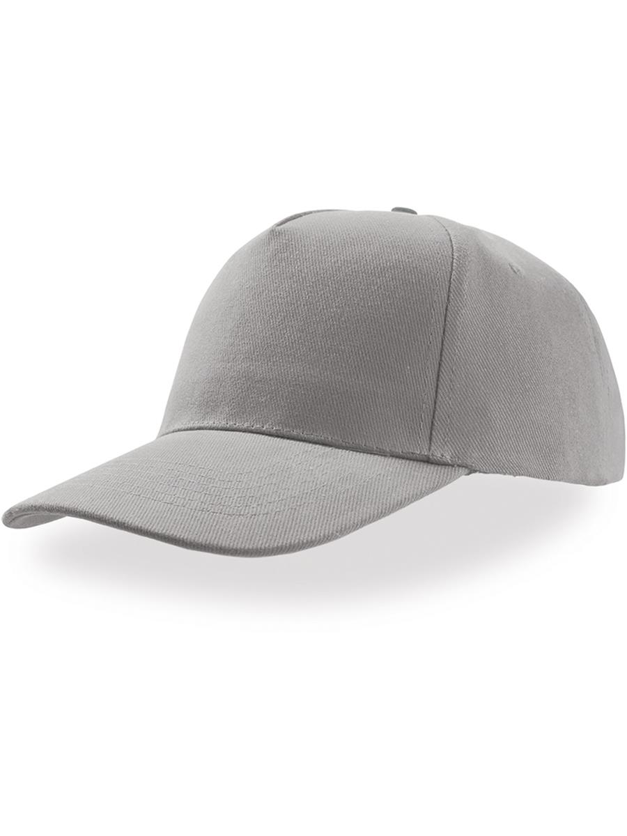Atlantis Liberty 5 Panel Baseball Cap - Light Grey angled front/side view for custom embroidery Atlantis Liberty Five Buckle Hvy Brush Cotton 5 Panel Baseball Cap - Light Grey product image 4 for custom embroidery