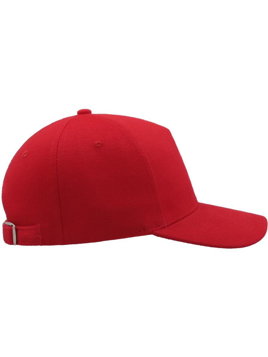 Atlantis Liberty 5 Panel Baseball Cap - Red side view for custom embroidery Atlantis Liberty Five Buckle Hvy Brush Cotton 5 Panel Baseball Cap - Red product image 3 for custom embroidery
