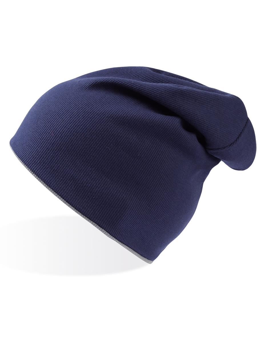 Atlantis# Extreme Reversible Jersey Slouch Beanie - Navy/Grey product image 4 for custom embroidery Atlantis# Extreme Reversible Jersey Slouch Beanie - Navy/Grey product image 4 for custom embroidery