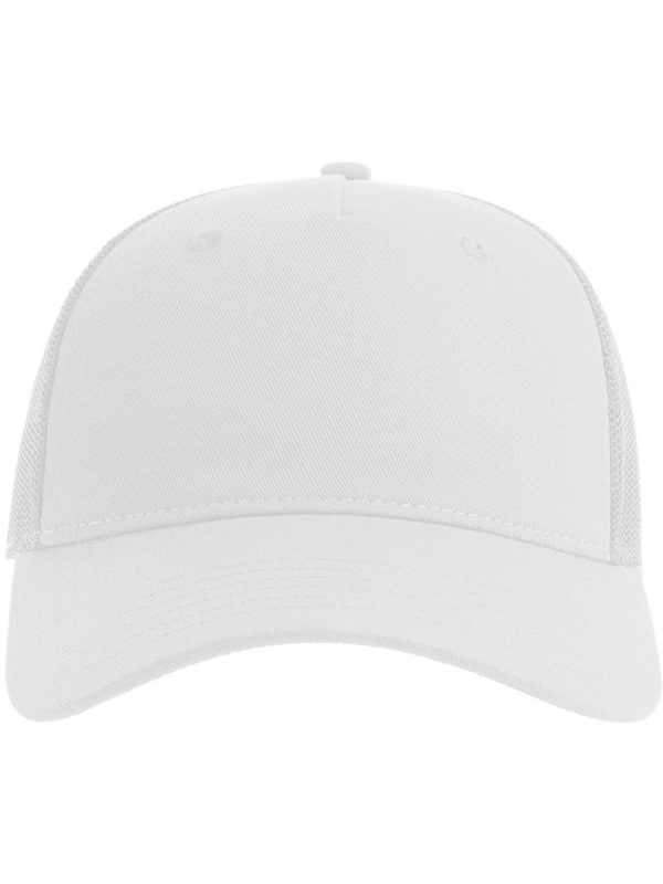 Atlantis Zion Recycled Trucker 5 Panel Cap - White/White product image 1 for custom embroidery