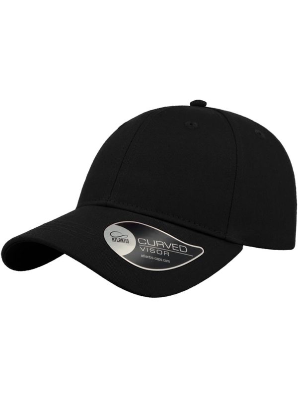 Atlantis Hit S Twill Curved Visor 6 Panel Sustainable Structured Cap - Black product image 1 for custom embroidery