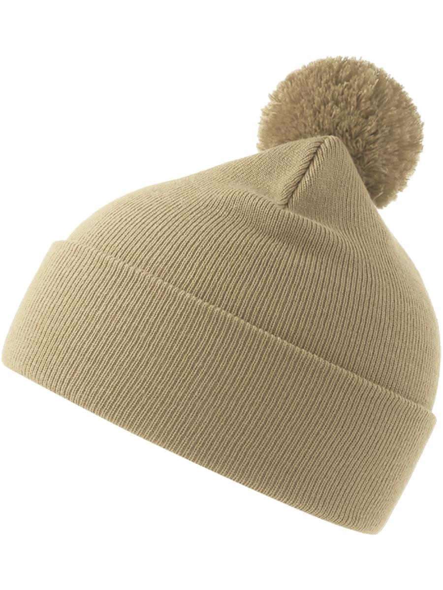 Atlantis Wind S Pompom Recycled Beanie Double Skin Cuffed - Beige product image 1 for custom embroidery Atlantis Wind S Pompom Recycled Beanie Double Skin Cuffed - Beige product image 1 for custom embroidery