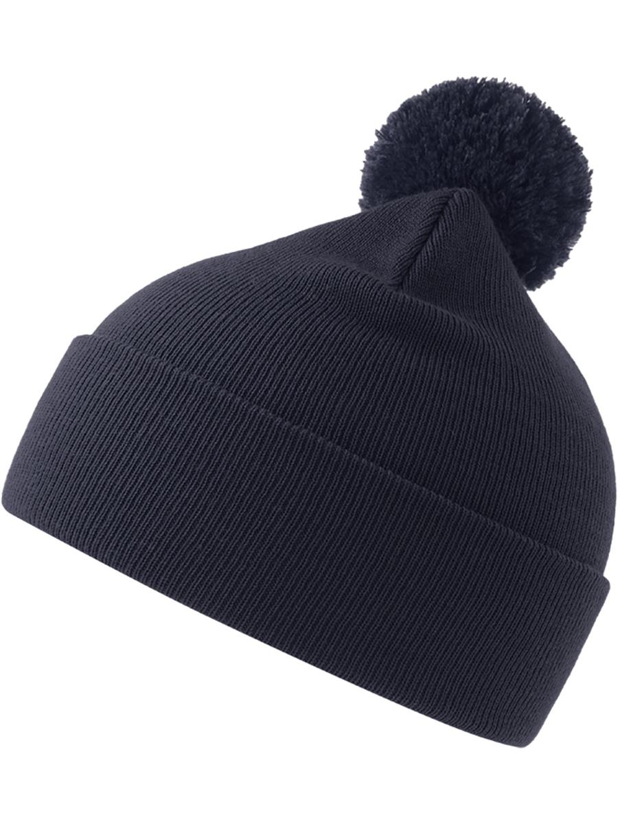 Atlantis Wind S Pompom Recycled Beanie Double Skin Cuffed - Navy product image 1 for custom embroidery Atlantis Wind S Pompom Recycled Beanie Double Skin Cuffed - Navy product image 1 for custom embroidery