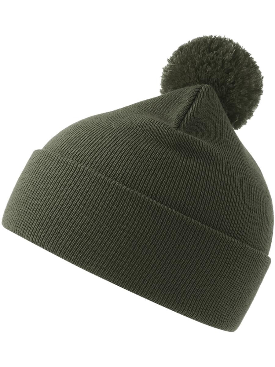 Atlantis Wind S Pompom Recycled Beanie Double Skin Cuffed - Olive product image 1 for custom embroidery Atlantis Wind S Pompom Recycled Beanie Double Skin Cuffed - Olive product image 1 for custom embroidery