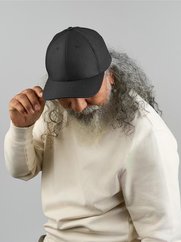 Atlantis Nila 6 Panel Structured Low Profile Mid Visor Stretch Fully Closed Recycled Trucker Cap - product image for custom embroidery