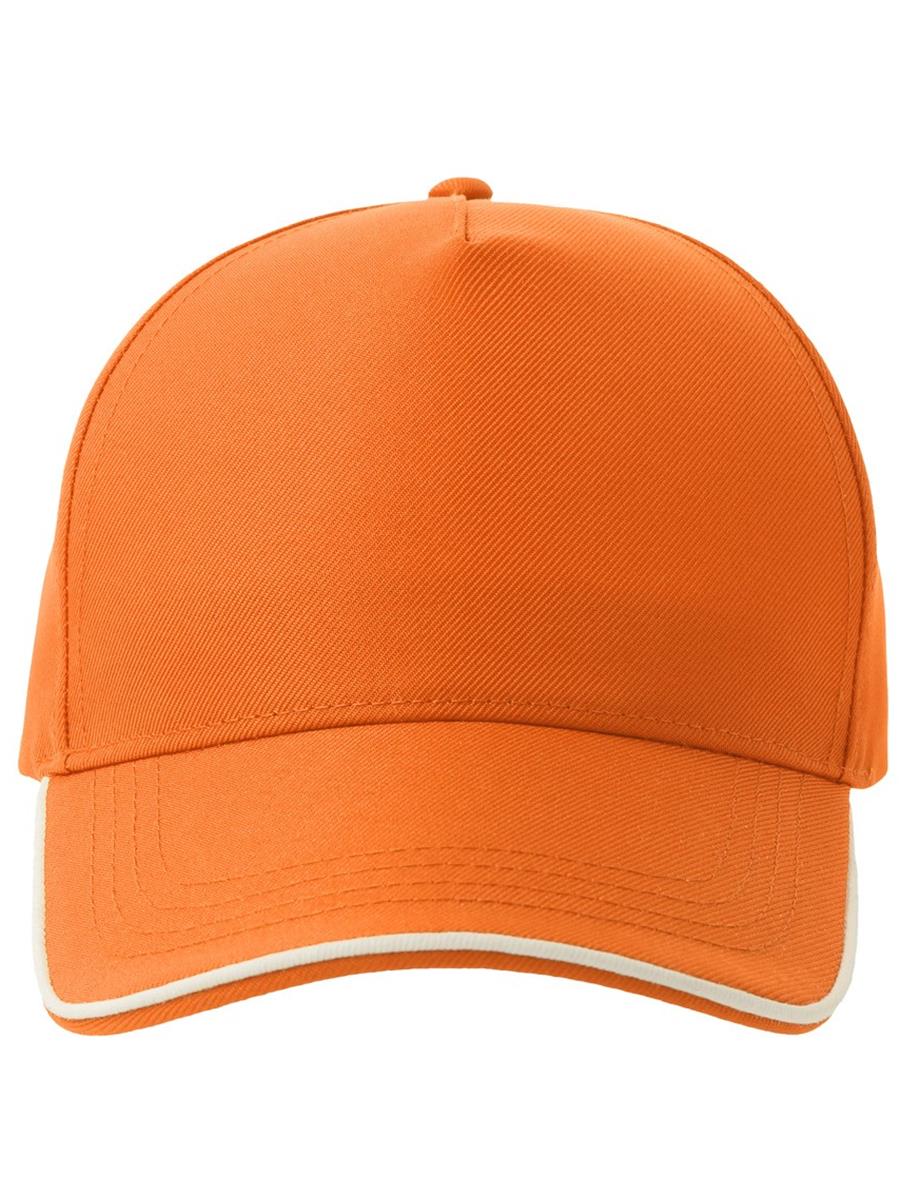 Atlantis Recy Five Piping 5 Panel Structured Mid Profile Curved Visor Recycled Cap - Orange/White product image 2 for custom embroidery Atlantis Recy Five Piping 5 Panel Structured Mid Profile Curved Visor Recycled Cap - Orange/White product image 2 for custom embroidery