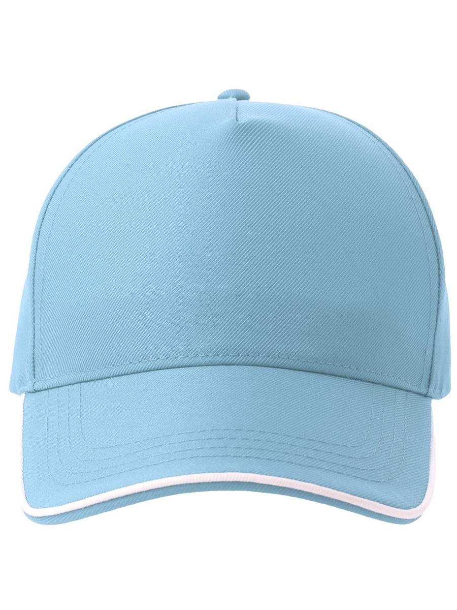Atlantis Recy Five Piping 5 Panel Structured Mid Profile Curved Visor Recycled Cap - Light Blue/White product image 1 for custom embroidery Atlantis Recy Five Piping 5 Panel Structured Mid Profile Curved Visor Recycled Cap - Light Blue/White product image 1 for custom embroidery