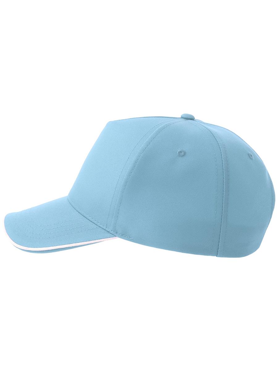 Atlantis Recy Five Piping 5 Panel Structured Mid Profile Curved Visor Recycled Cap - Light Blue/White product image 3 for custom embroidery Atlantis Recy Five Piping 5 Panel Structured Mid Profile Curved Visor Recycled Cap - Light Blue/White product image 3 for custom embroidery