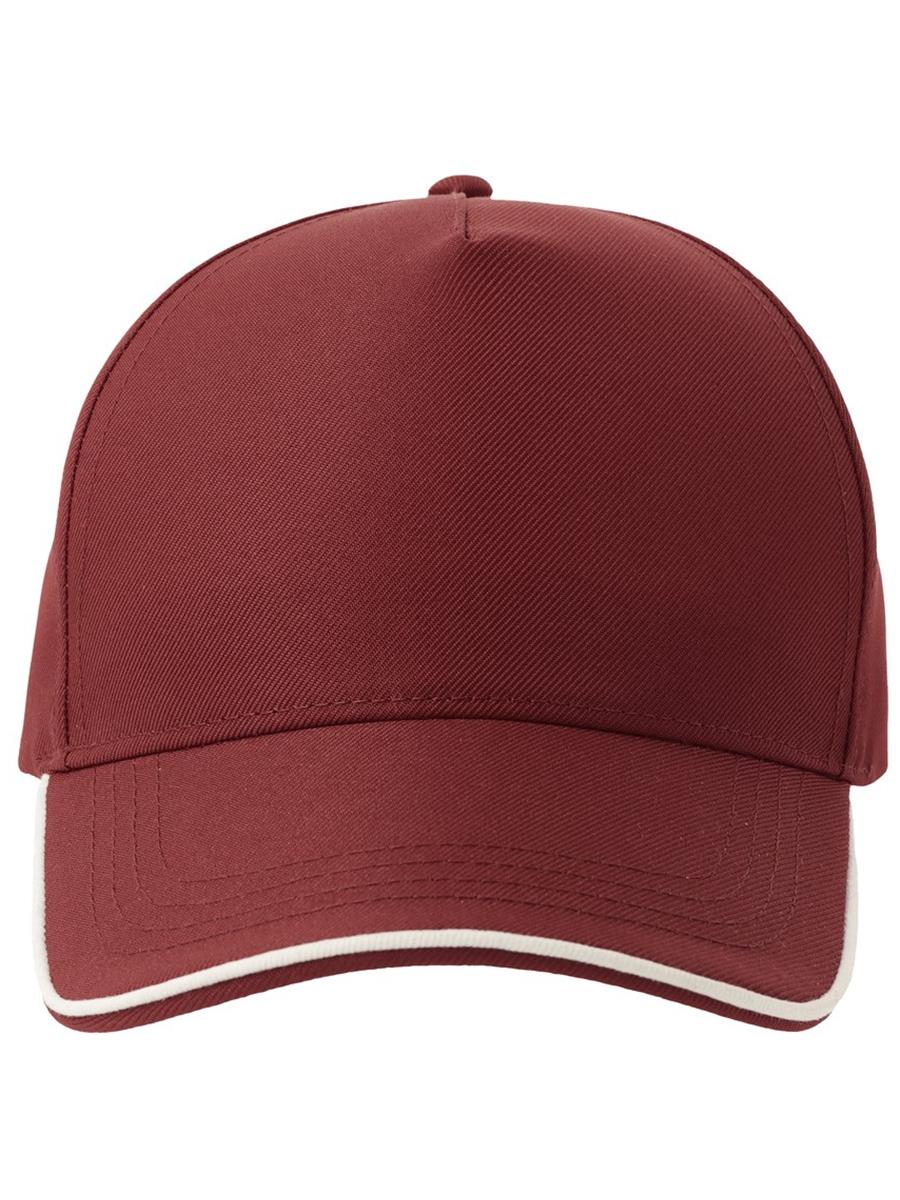 Atlantis Recy Five Piping 5 Panel Structured Mid Profile Curved Visor Recycled Cap - Burgundy/White product image 2 for custom embroidery Atlantis Recy Five Piping 5 Panel Structured Mid Profile Curved Visor Recycled Cap - Burgundy/White product image 2 for custom embroidery