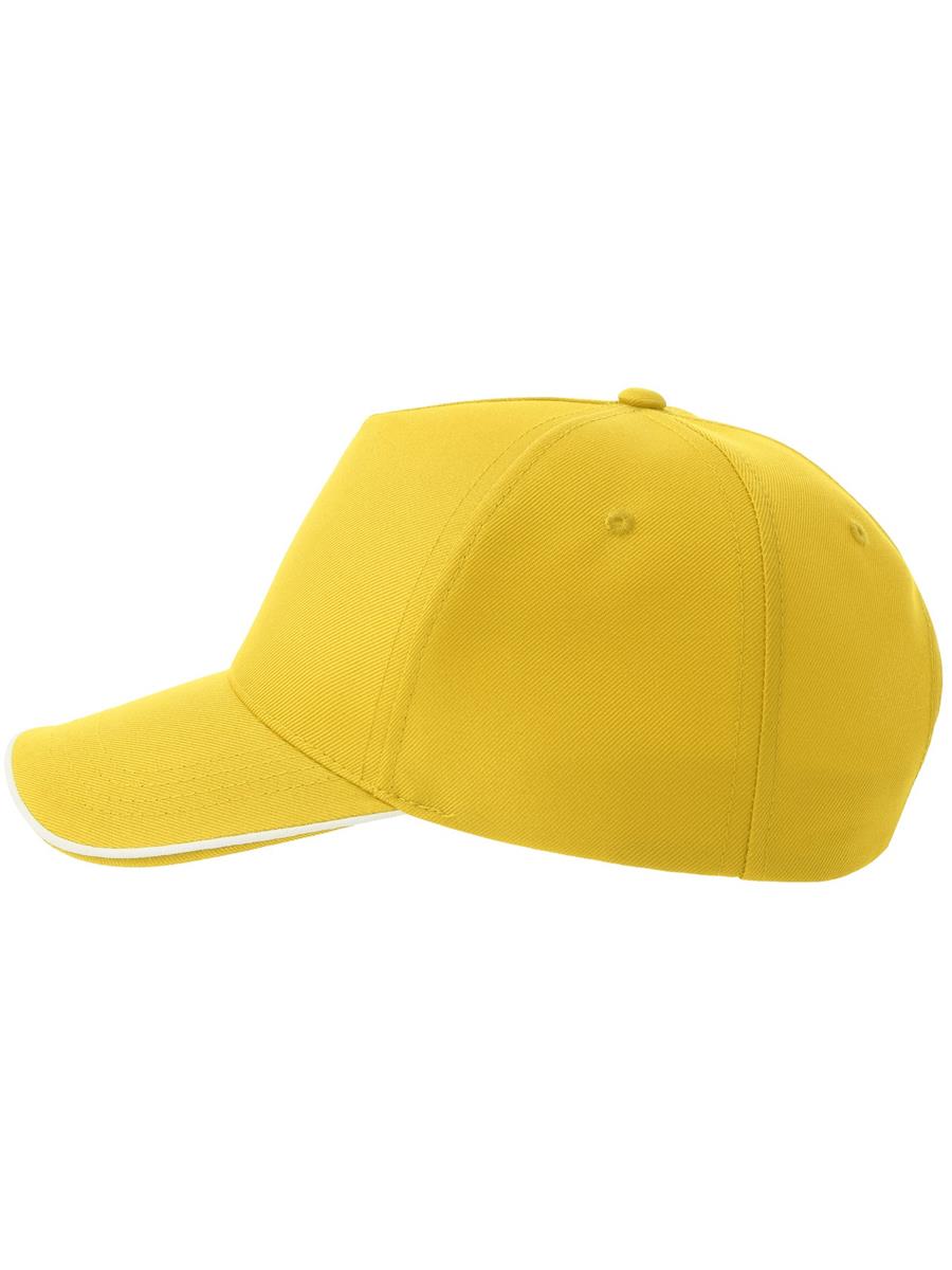Atlantis Recy Five Piping 5 Panel Structured Mid Profile Curved Visor Recycled Cap - Yellow/White product image 4 for custom embroidery Atlantis Recy Five Piping 5 Panel Structured Mid Profile Curved Visor Recycled Cap - Yellow/White product image 4 for custom embroidery