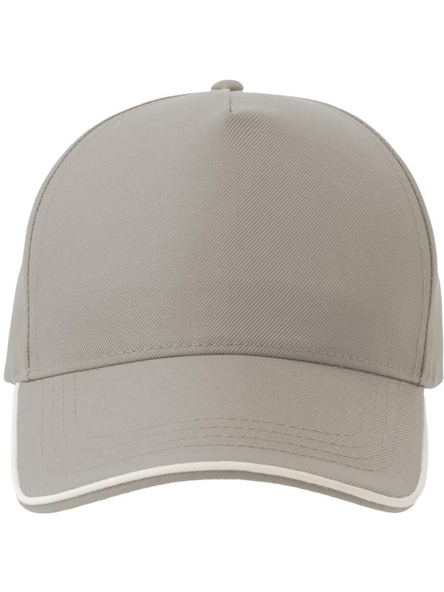 Atlantis Recy Five Piping 5 Panel Structured Mid Profile Curved Visor Recycled Cap - Grey/White product image 1 for custom embroidery Atlantis Recy Five Piping 5 Panel Structured Mid Profile Curved Visor Recycled Cap - Grey/White product image 1 for custom embroidery