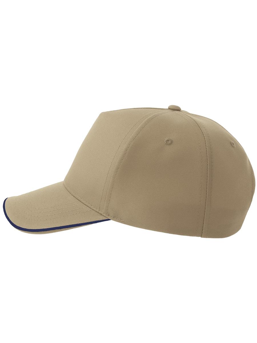 Atlantis Recy Five Piping 5 Panel Structured Mid Profile Curved Visor Recycled Cap - Khaki/Navy product image 4 for custom embroidery Atlantis Recy Five Piping 5 Panel Structured Mid Profile Curved Visor Recycled Cap - Khaki/Navy product image 4 for custom embroidery
