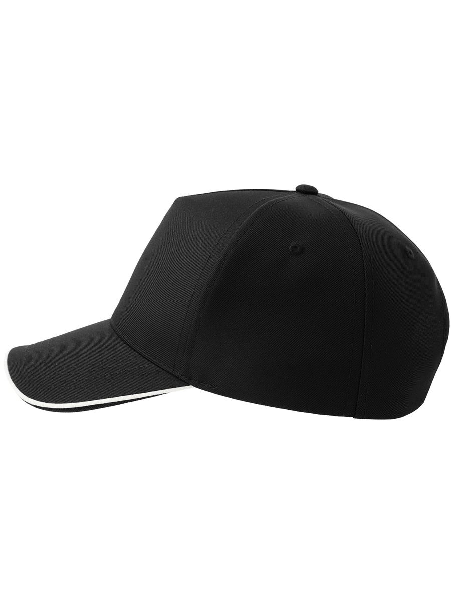 Atlantis Recy Five Piping 5 Panel Structured Mid Profile Curved Visor Recycled Cap - Black/White product image 4 for custom embroidery Atlantis Recy Five Piping 5 Panel Structured Mid Profile Curved Visor Recycled Cap - Black/White product image 4 for custom embroidery