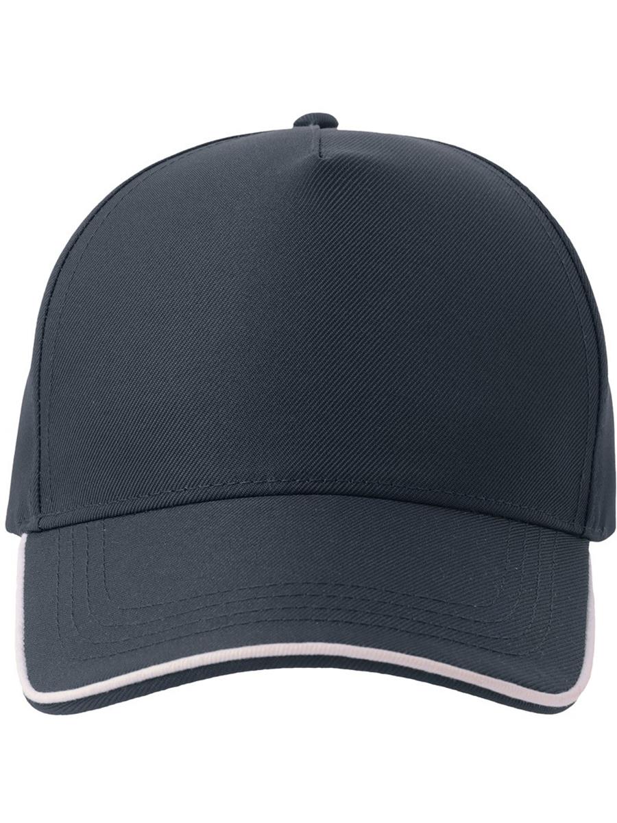 Atlantis Recy Five Piping 5 Panel Structured Mid Profile Curved Visor Recycled Cap - Navy/White product image 2 for custom embroidery Atlantis Recy Five Piping 5 Panel Structured Mid Profile Curved Visor Recycled Cap - Navy/White product image 2 for custom embroidery