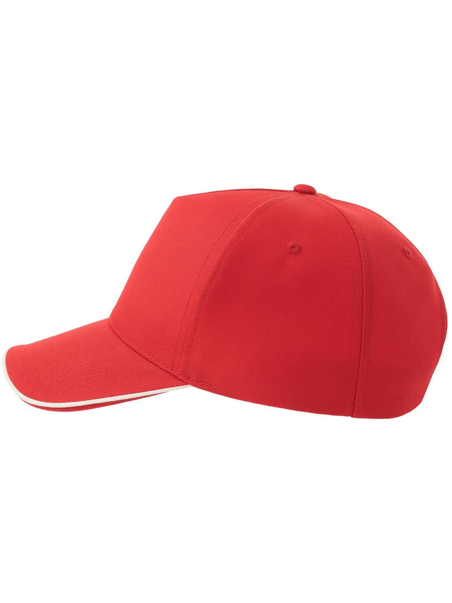 Atlantis Recy Five Piping 5 Panel Structured Mid Profile Curved Visor Recycled Cap - Red/White product image 4 for custom embroidery Atlantis Recy Five Piping 5 Panel Structured Mid Profile Curved Visor Recycled Cap - Red/White product image 4 for custom embroidery