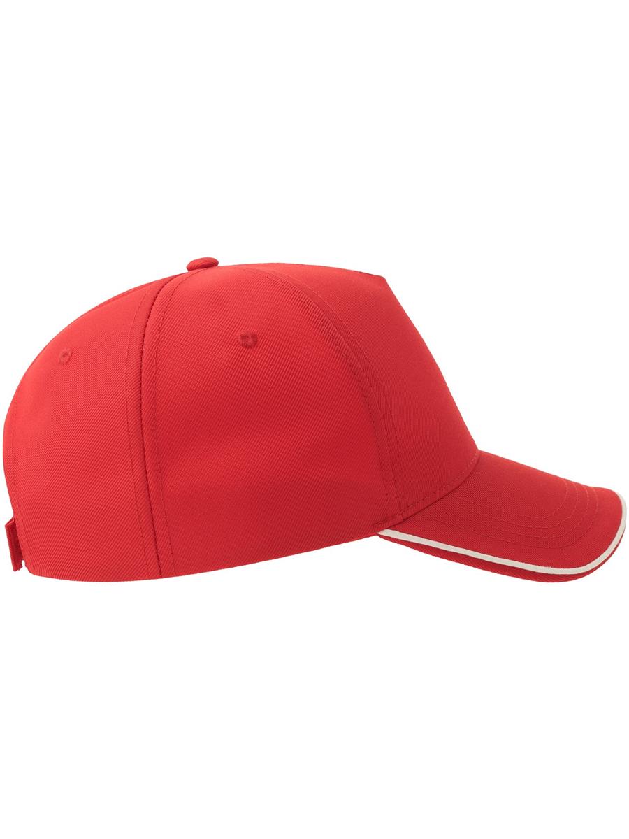 Atlantis Recy Five Piping 5 Panel Structured Mid Profile Curved Visor Recycled Cap - Red/White product image 5 for custom embroidery Atlantis Recy Five Piping 5 Panel Structured Mid Profile Curved Visor Recycled Cap - Red/White product image 5 for custom embroidery