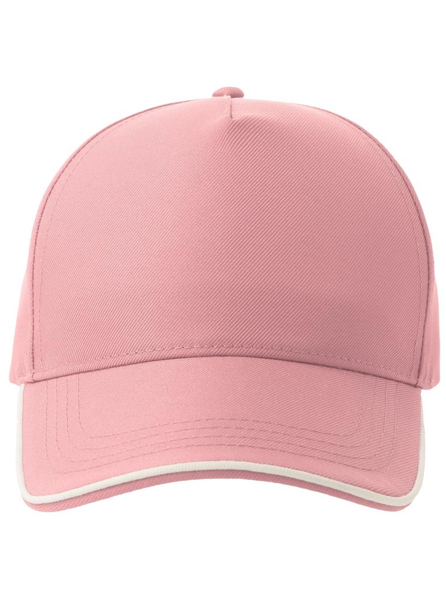 Atlantis Recy Five Piping 5 Panel Structured Mid Profile Curved Visor Recycled Cap - Pink/White product image 2 for custom embroidery Atlantis Recy Five Piping 5 Panel Structured Mid Profile Curved Visor Recycled Cap - Pink/White product image 2 for custom embroidery