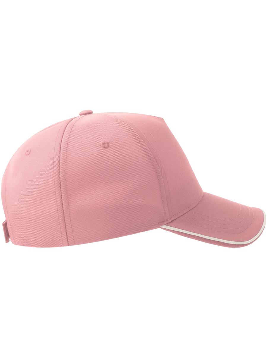 Atlantis Recy Five Piping 5 Panel Structured Mid Profile Curved Visor Recycled Cap - Pink/White product image 5 for custom embroidery Atlantis Recy Five Piping 5 Panel Structured Mid Profile Curved Visor Recycled Cap - Pink/White product image 5 for custom embroidery