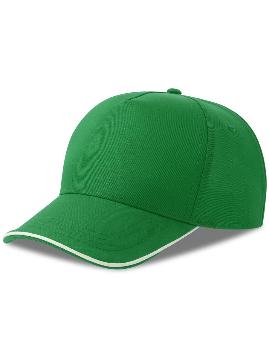 Atlantis Recy Five Piping 5 Panel Structured Mid Profile Curved Visor Recycled Cap - Green/White product image 1 for custom embroidery Atlantis Recy Five Piping 5 Panel Structured Mid Profile Curved Visor Recycled Cap - Green/White product image 1 for custom embroidery