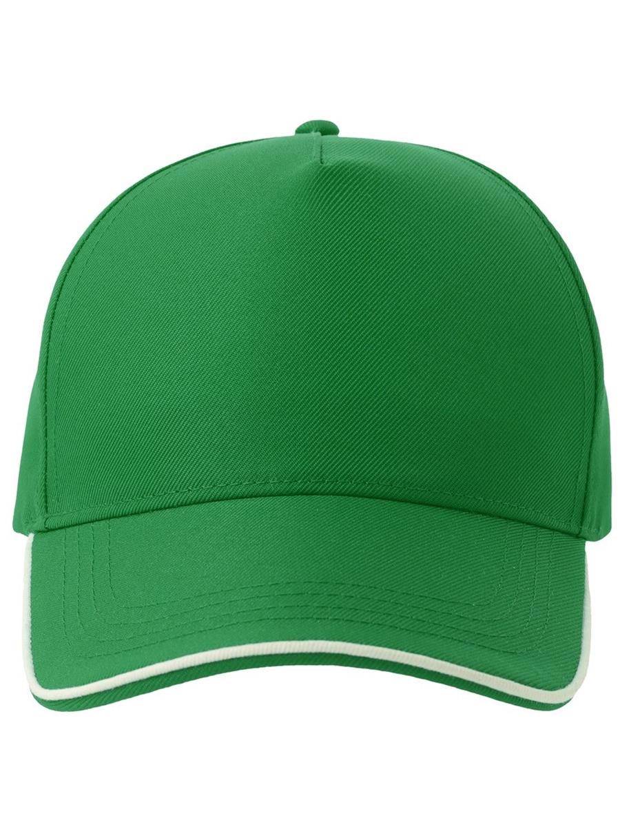 Atlantis Recy Five Piping 5 Panel Structured Mid Profile Curved Visor Recycled Cap - Green/White product image 2 for custom embroidery Atlantis Recy Five Piping 5 Panel Structured Mid Profile Curved Visor Recycled Cap - Green/White product image 2 for custom embroidery