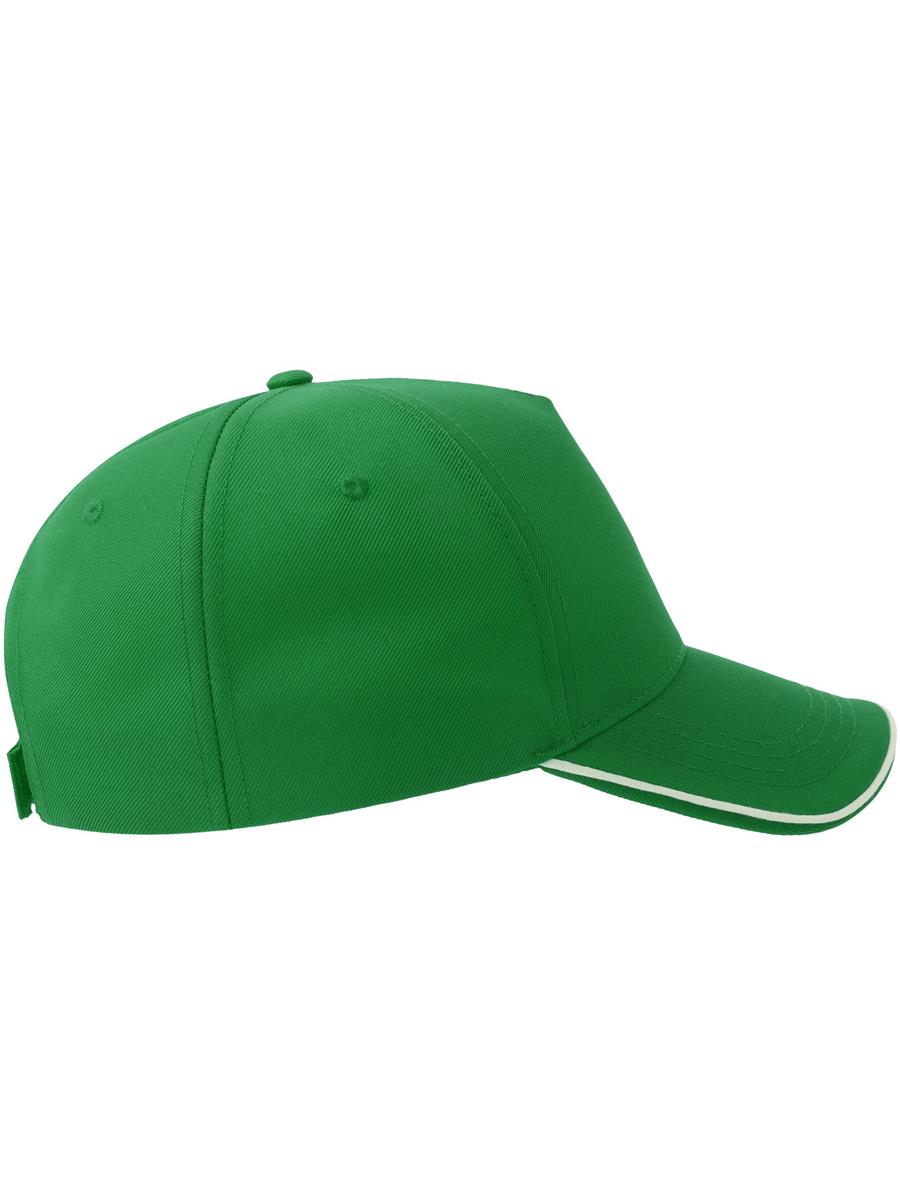 Atlantis Recy Five Piping 5 Panel Structured Mid Profile Curved Visor Recycled Cap - Green/White product image 5 for custom embroidery Atlantis Recy Five Piping 5 Panel Structured Mid Profile Curved Visor Recycled Cap - Green/White product image 5 for custom embroidery
