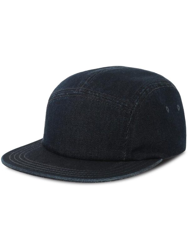 Atlantis Ruby 5 Panel Unstructured Low Profile Flat Visor Denim Recycled Camper Cap - Dark Denim product image 1 for custom embroidery