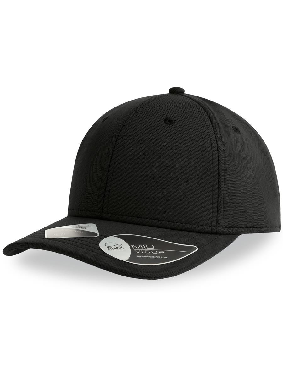 Atlantis Skye 6 Panel Structured Mid Profile Mid Visor Dope Dye Recycled Cap - Black product image 1 for custom embroidery Atlantis Skye 6 Panel Structured Mid Profile Mid Visor Dope Dye Recycled Cap - Black product image 1 for custom embroidery